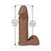 8-inch realistic brown Vac-U-Lock dildo with detailed texture and measurements shown on a white background.
