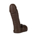 Dark brown realistic 8-inch Vac-U-Lock dildo with detailed texture and attached base balls.