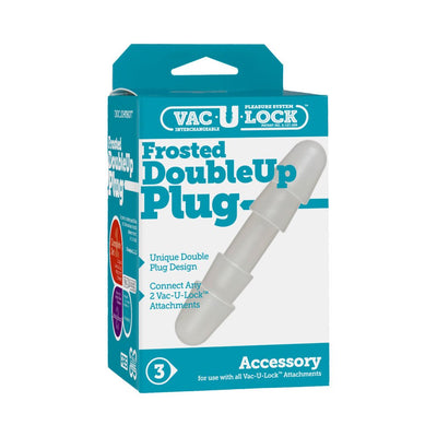 Vac-U-Lock Frosted Double Up Plug packaging showing the interchangeable double-ended accessory for Vac-U-Lock attachments.