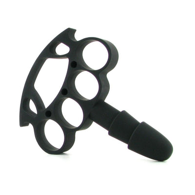 Black Vac-U-Lock Knuckle Up accessory with four finger rings and tapered plug for secure grip and versatile use.