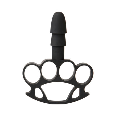 Black Vac-U-Lock Knuckle Up accessory with four finger rings and a standard plug for secure grip and versatile use.