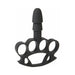 Black Vac-U-Lock Knuckle Up accessory with four finger rings and a central plug for secure grip and attachment.