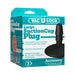 Vac-U-Lock Large Suction Cup Plug in black with sturdy base and pull tab, displayed in teal and white packaging.
