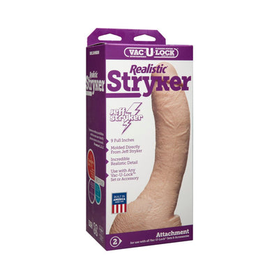Vac-u-lock Realistic Stryker White attachment packaging showing detailed 9-inch design by Jeff Stryker.
