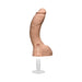 Realistic curved dildo in light skin tone with Vac-U-Lock attachment system shown separately below.