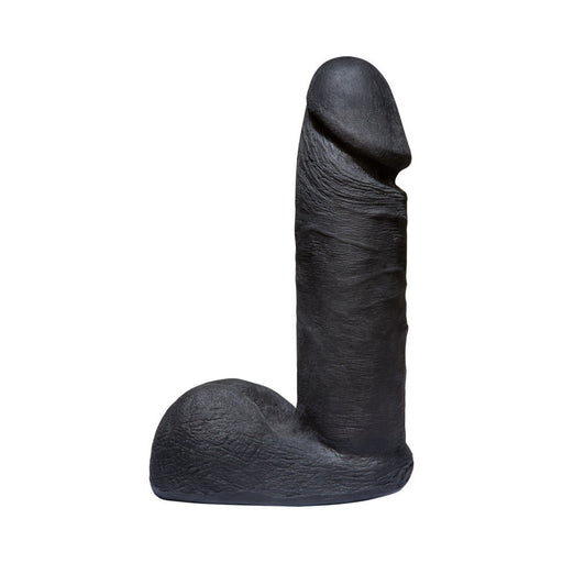 Realistic black Vac-U-Lock attachment with textured shaft and base, designed for lifelike feel and compatibility.