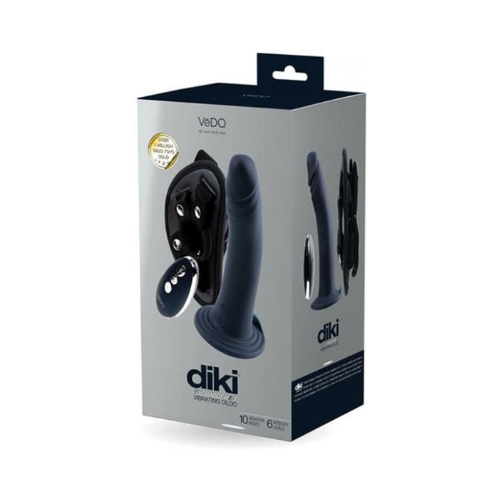 Vedo Diki Rechargeable Vibrating Dildo With Harness Just Black | SexToy.com