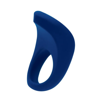 Compact navy blue silicone vibrating ring with ergonomic design and smooth finish for comfortable fit and easy control.