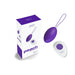 VeDO Peach rechargeable purple vibrating egg with remote control and packaging box on white background