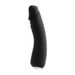Black rechargeable silicone vibrator with curved shaft and smooth finish, designed for versatile and comfortable use.