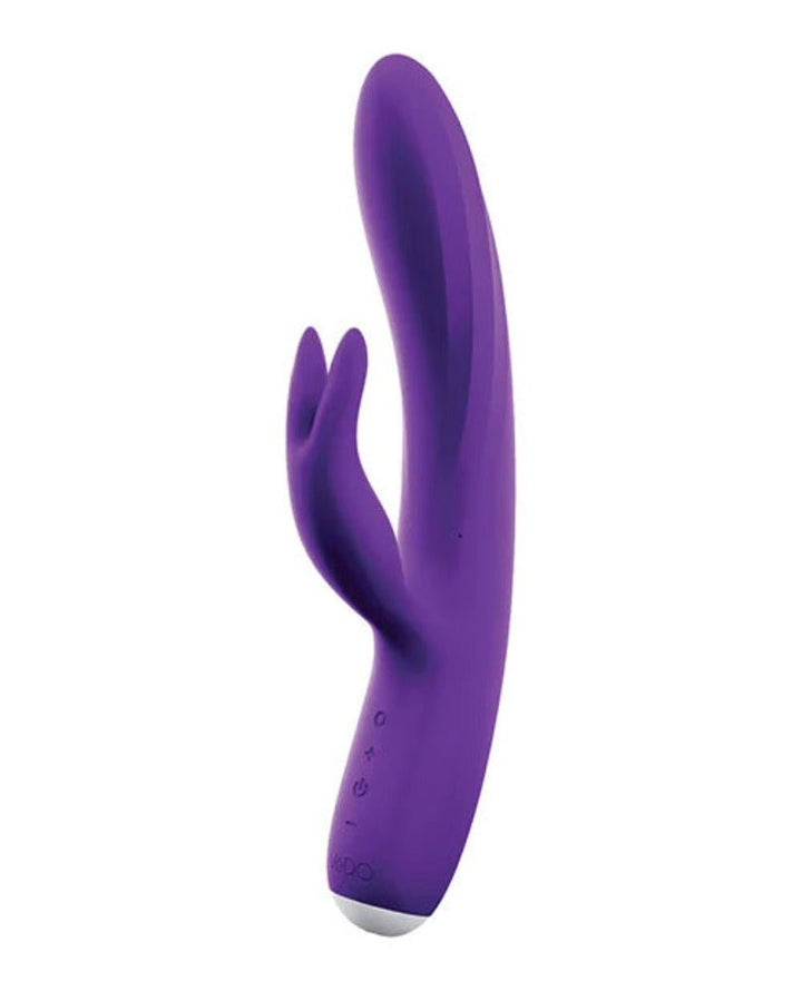 Purple Vedo Thumper Bunny rechargeable dual vibrator with flexible shaft and clitoral stimulator.