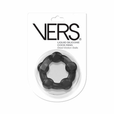 Black Vers Motion Ball C-ring in clear plastic packaging with white backing and bold VERS branding.