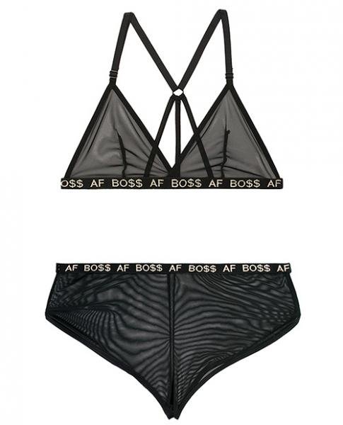 Vibes Boss AF Bralette & Retro Shorts Black M/L | SexToy.com