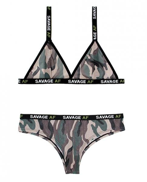 Vibes Savage Bralette & Cheeky Panty Camouflage Qn | SexToy.com
