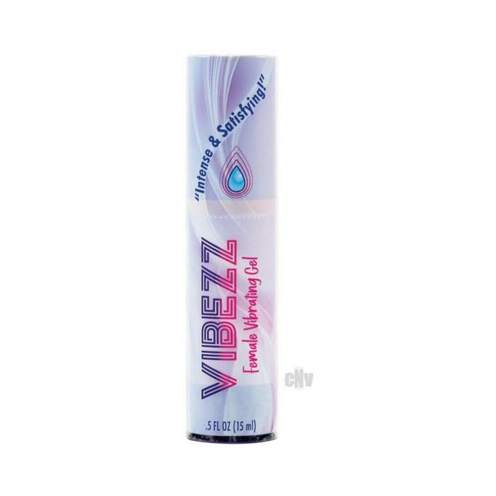 Vibezz Stimulating Gel 0.5oz bottle with purple and pink label for female vibrating gel, 15ml size