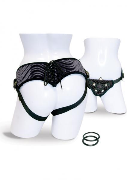 Vibrating Corsette Strap On Harness Black | SexToy.com