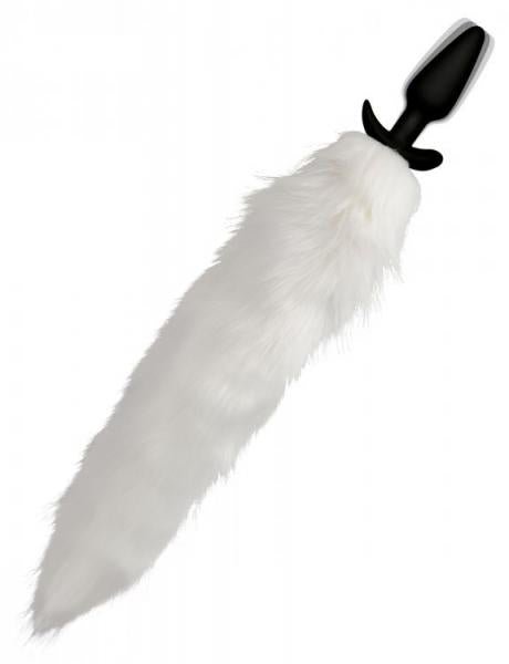 Vibrating White Fox Tail Slender Anal Plug | SexToy.com