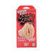 Packaging of Virgin Palm Pal beige stroker with product image and branding on a red background