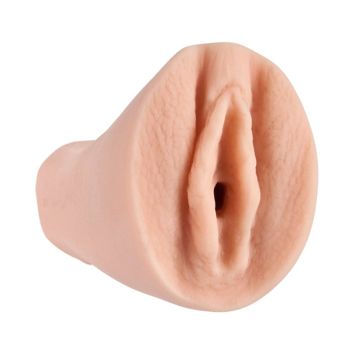 Beige Virgin Palm Pal stroker made from lifelike UR3 material with textured, realistic design.