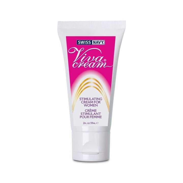 Tube of Swiss Navy Viva Cream stimulating cream for women, 2oz with pink and white packaging