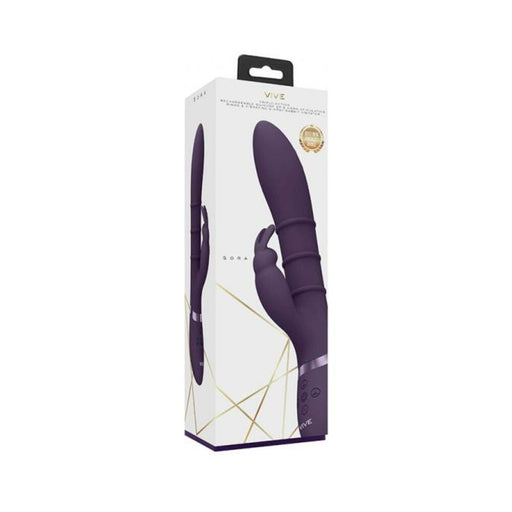 Vive Sora Rechargeable Silicone G-spot Rabbit Vibrator With Up & Down Stimulating Rings Purple - SexToy.com