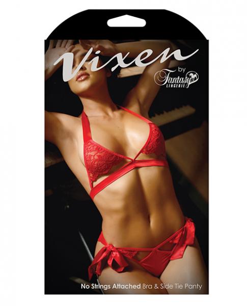 Vixen Cutout Lace Bra & Side Tie Panty Red Queen | SexToy.com