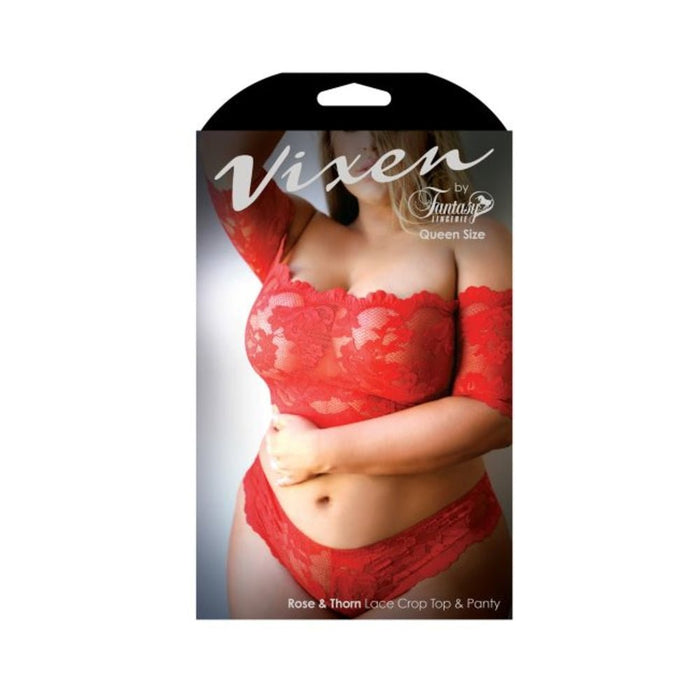 Vixen Rose & Thorn Lace Crop Top & Matching Panty Red Queen | SexToy.com
