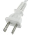 Close-up of a white two-prong AC power plug for a wand massager.