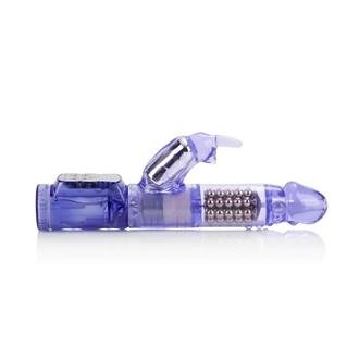 Purple waterproof Jack Rabbit vibrator with rotating beads and rabbit-shaped clitoral stimulator.