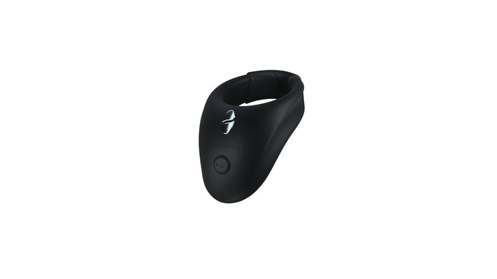 Charcoal black We-Vibe Bond wearable vibrating ring with ergonomic design and control button on front.