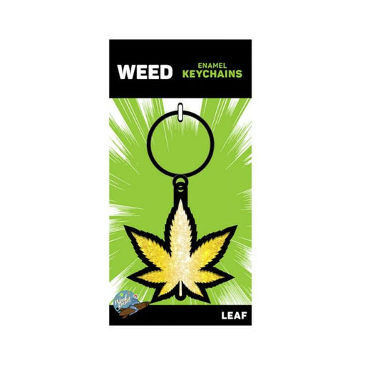 Weed Keychain Gold Glitter Marijuana Leaf | SexToy.com