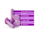Set of four purple silicone wellness dilators with heart-shaped bases and size benefits listed alongside.