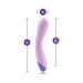 Purple curved Wellness G Curve vibrator with dimensions showing 8 inches length and 1.5 inches width.