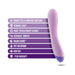 Purple curved Wellness G Curve vibrator with key features listed including 10 vibration functions, bendable shaft, and waterproof design.