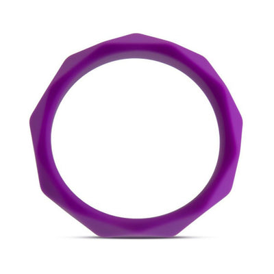Purple silicone ring with a geometric faceted design and matte finish for secure, comfortable wear.