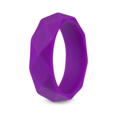 Purple silicone ring with a geometric faceted design and matte finish for comfortable, secure wear.