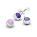 Blush Wellness Kegel training balls in white with purple and lavender accents, designed for pelvic muscle strengthening.