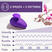 Purple Wellness Palm Sense massager with 5 vibration speeds and 5 pattern options displayed alongside orchid flowers.