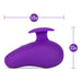 Compact purple Wellness Palm Sense massager with finger fin grip, measuring 3.75 by 2.5 inches.