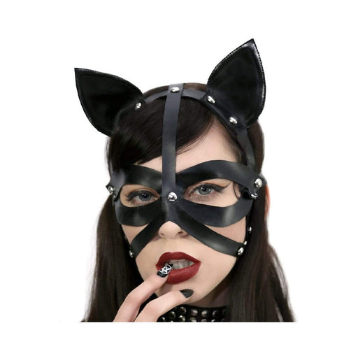 Wet Look Harness Cat Mask Black | SexToy.com