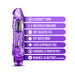 Purple realistic textured vibrator with multi-speed vibrations and waterproof features, shown with key product benefits.