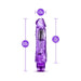 Purple realistic textured vibrator with measurements showing 9.25 inches length and 1.75 inches width.