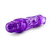 Purple translucent textured vibrator with multi-speed twist control cap, designed for realistic feel and waterproof use.