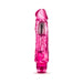 Pink translucent realistic textured vibrator with multi-speed control base on white background