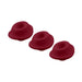 Three Bordeaux-colored silicone replacement heads for Womanizer Premium and Classic models on white background.