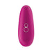 Pink Womanizer Starlet 3 clitoral stimulator with ergonomic design and plus/minus control buttons on white background.