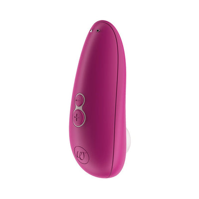 Womanizer Starlet 3 clitoral stimulator in vibrant pink with ergonomic design and control buttons on front.