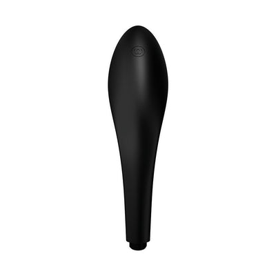 Sleek black Womanizer Wave Shower Head Masturbator with ergonomic design and smooth surface, shown against a white background.