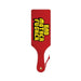 Red paddle with bold yellow and black "Bad Mother Fucker" text and a wrist strap for playful adult use.