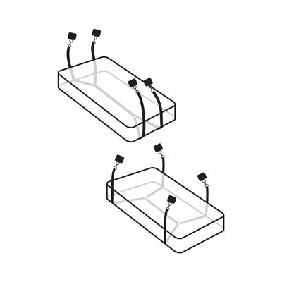 Diagram showing adjustable wraparound mattress restraints with four tether points for versatile positioning on a bed.
